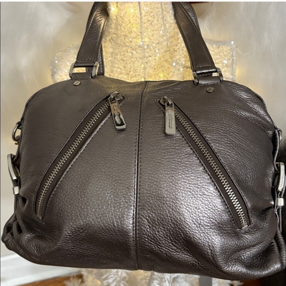 🍍LOW START Michael Kors Black Shiny Leather Satchel EUC